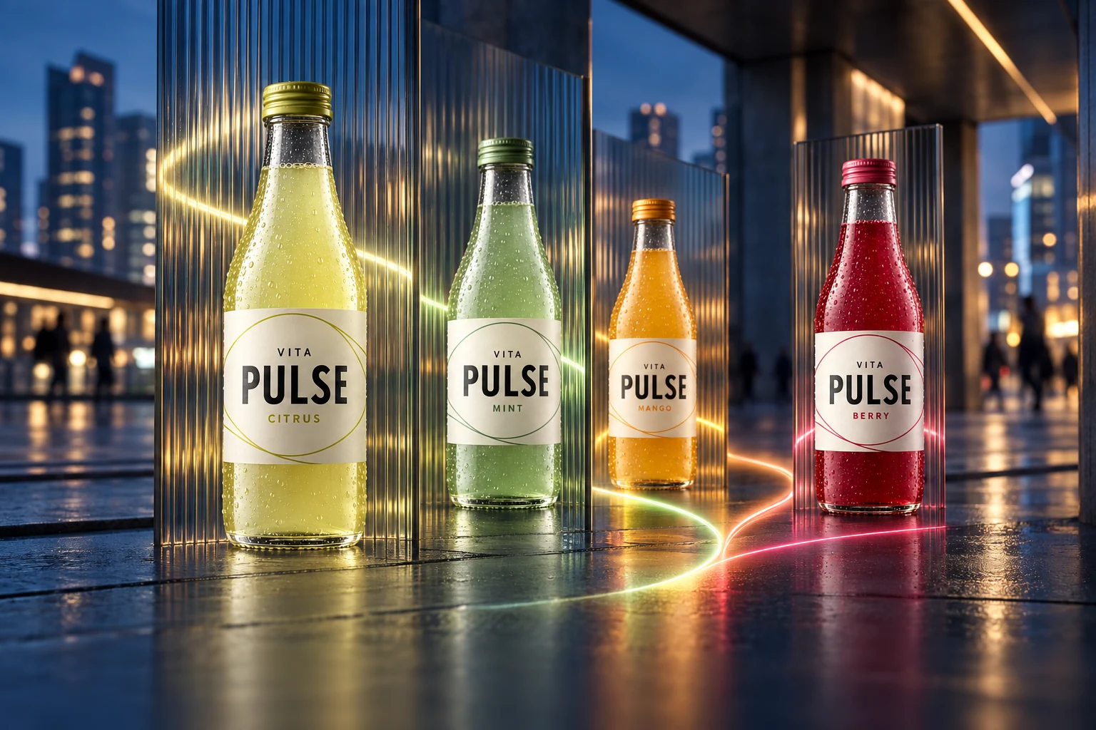 Четыре вкуса VITA Pulse в прозрачной городской инсталляции